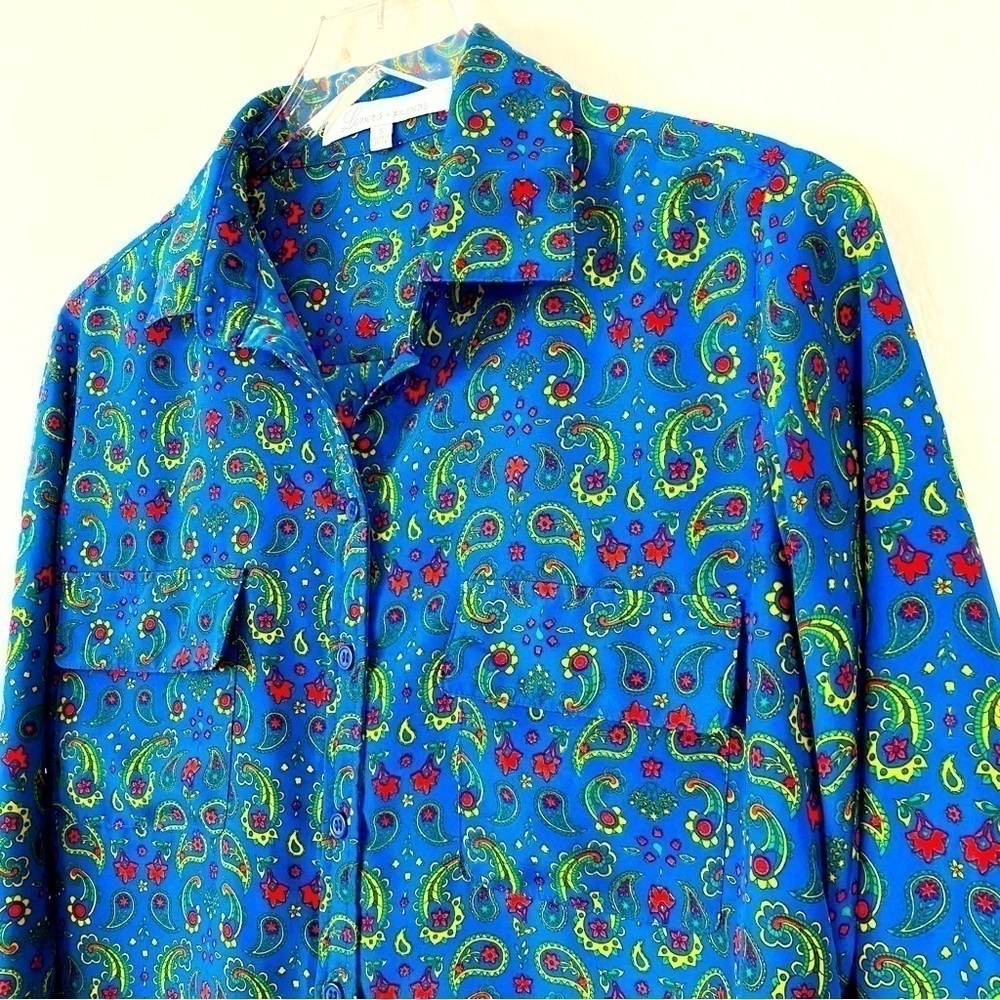 Lovers + Friends Western Boho Paisley Long Sleeve Button Up Shirt Size S